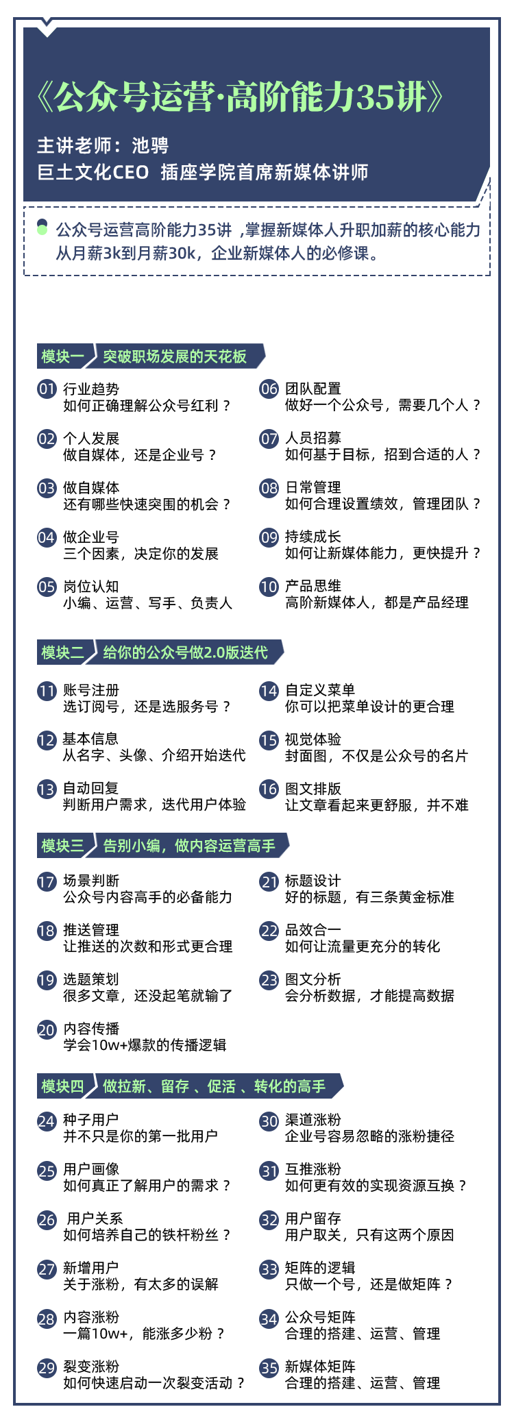 （1390期）《公众号运营高阶能力35讲》从月薪3k到月薪30k，新媒体人必修课(课程+文档)