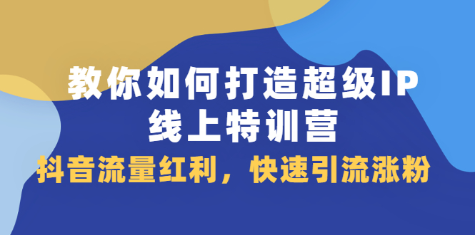 （2093期）教你如何打造超级IP线上特训营，抖音流量红利，快速引流涨粉