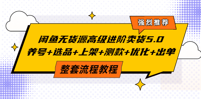 （3662期）闲鱼无货源高级进阶卖货5.0，养号+选品+上架+测款+优化+出单整套流程教程