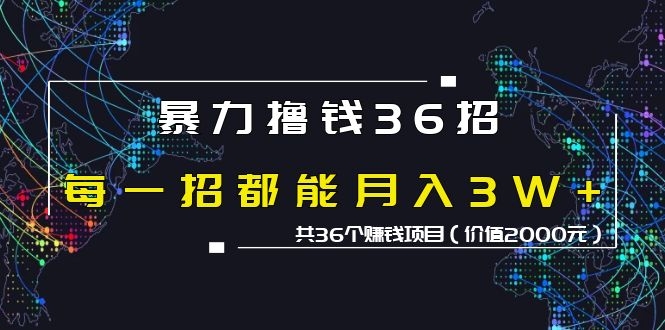 （1149期）暴力撸钱36招，每一招都能月入30000+共36个赚钱项目（价值2000元）