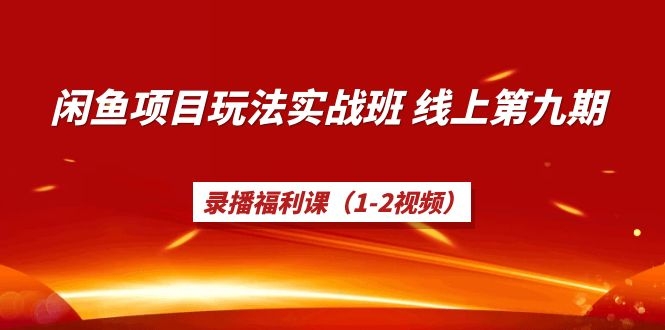 （1235期）宅男《闲鱼项目玩法实战班》线上第九期，录播福利课（1-2视频）