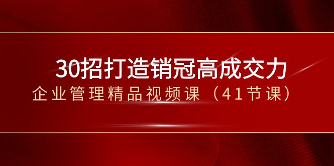 （8477期）30招-打造销冠高成交力-企业管理精品视频课（41节课）