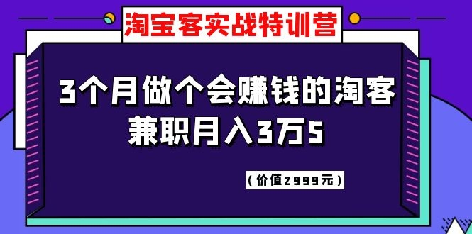 （1119期）淘宝客实战特训营，三个月做个会赚钱的淘客，兼职月入3万5（价值2999元）