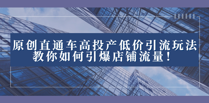 （8197期）原创直通车高投产低价引流玩法，教你如何引爆店铺流量！