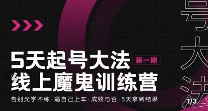 （3121期）五天起号魔鬼训练营，告别光学不练，逼自己上车，成败与否，5天拿到结果