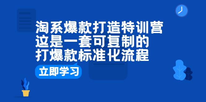 （6478期）淘系爆款打造特训营：这是一套可复制的打爆款标准化流程