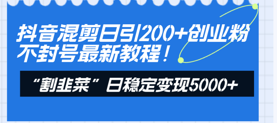 （8349期）抖音混剪日引200+创业粉不封号最新教程！“割韭菜”日稳定变现5000+！