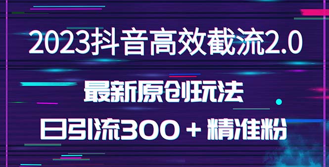 （5293期）日引300＋创业粉，独家抖音高效截流2.0玩法（价值1280）