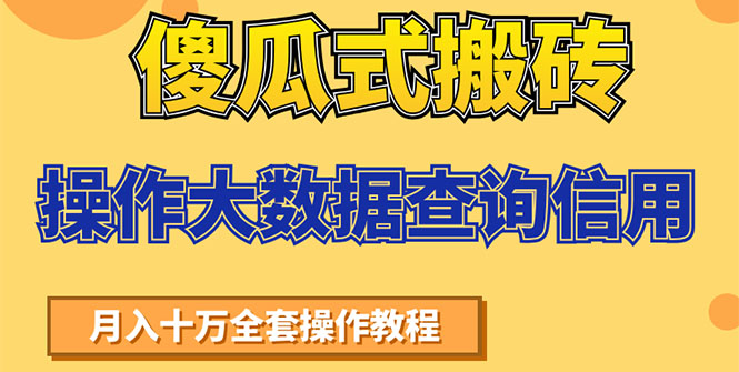 （1538期）傻瓜式搬砖操作大数据查询信用赚钱方法：助你快速月入6万全套操作教程