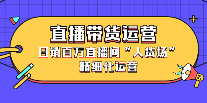 （2396期）直播带货运营，日销百万直播间“人货场”精细化运营