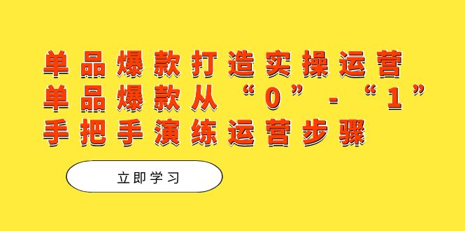 （7488期）单品爆款打造实操运营，单品爆款从“0”-“1”手把手演练运营步骤