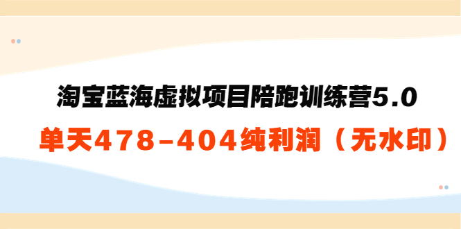 （3537期）黄岛主：淘宝蓝海虚拟项目陪跑训练营5.0：单天478纯利润（无水印）